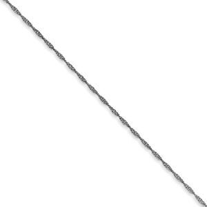 1mm, 14k White Gold D/C Singapore Chain Necklace, 16 Inch
